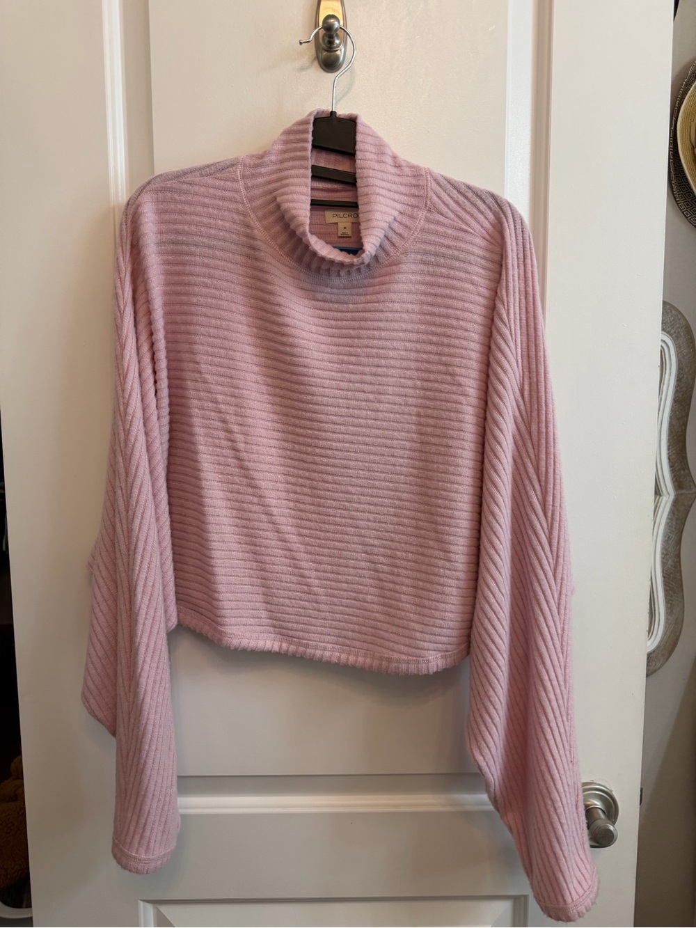 Pilcro Dusty Pink Ribbed Turtleneck Sweater